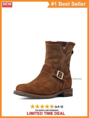 Waterproof Full-Grain Leather Western Work Boots Round Toe Plaid Lined